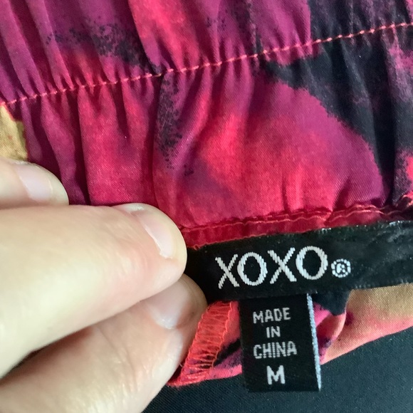 NWT XOXO Multicolor Floral Print Pants Size Medium Ruched Ankles - Picture 5 of 9